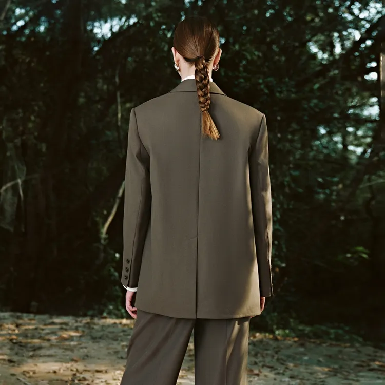 URBAN REVIVO Business Suits Women's Green Brown-2