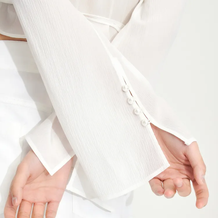 MO&CO Crop Tops Women's Raw White-2