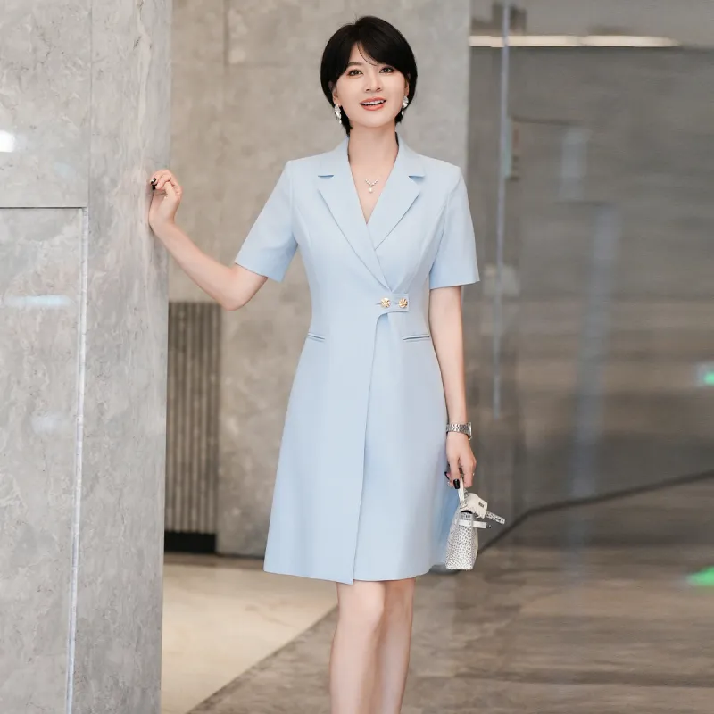 ONE SHALLOW Short Sleeved Dresses Women's Blue-1