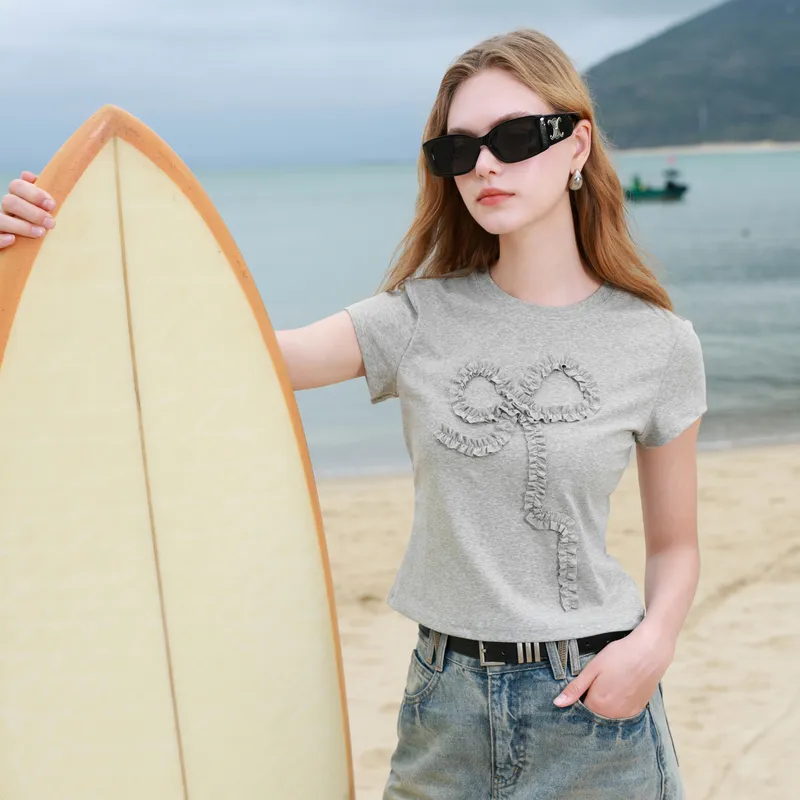 3COLOUR T Shirts Women's Heather Gray-3