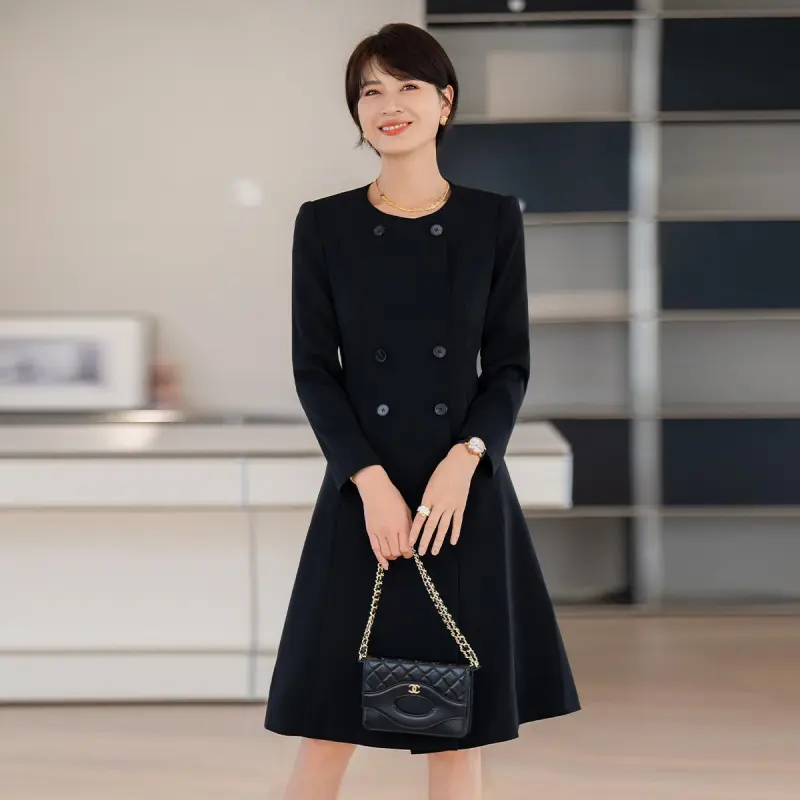 ONE SHALLOW Long Sleeved Dresses Women's Black-3