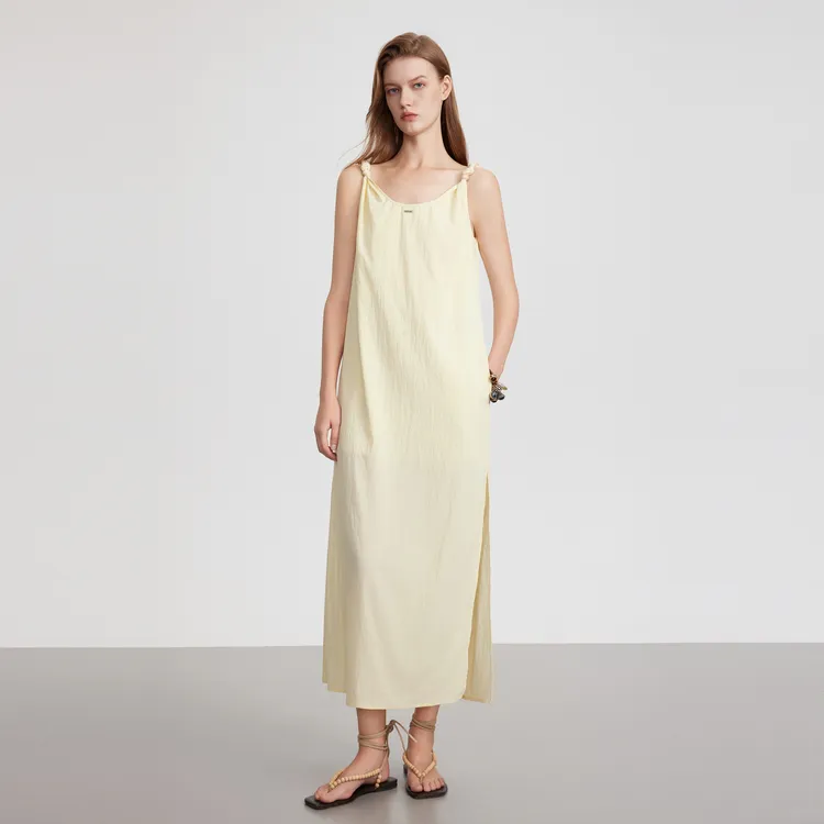 ELLE Slip Dresses Women's Yellow-6