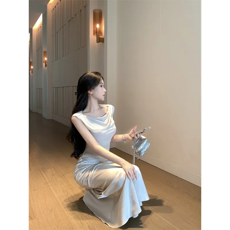 Flowers In Water Summer Sleeveless Dress Women's Image Color-2