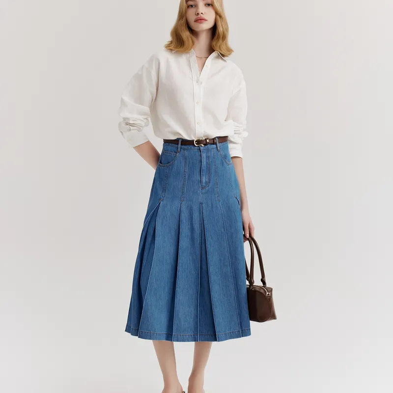 E.land Denim Long Skirt Women's Denim-4