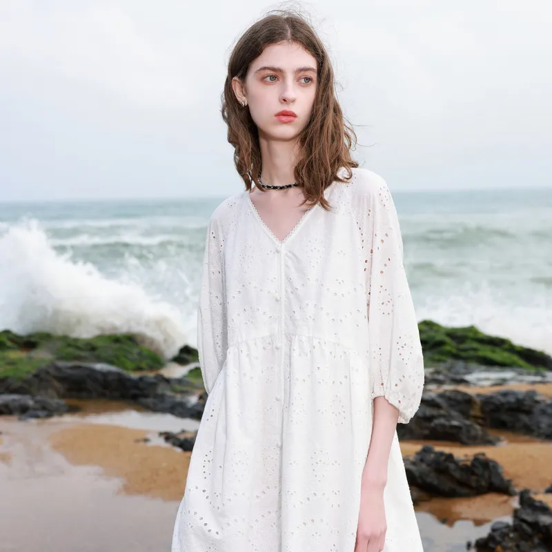 3COLOUR Short Sleeved Dress Women's Cloud White-4