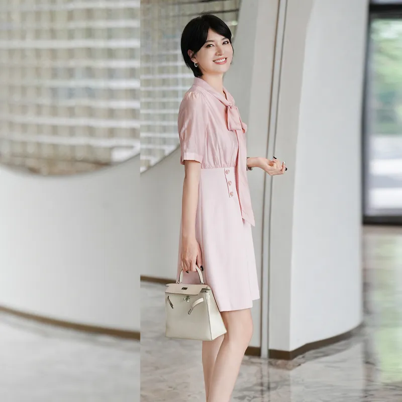 ONE SHALLOW Short Sleeved Dresses Women's Pink-4