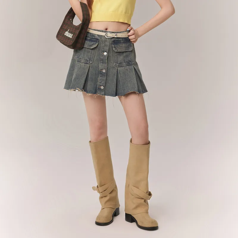 CHUU Denim Short Skirts Women's Denim Blue-2