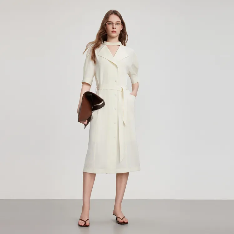 ELLE Short Sleeved Dress Women's Ecru-6