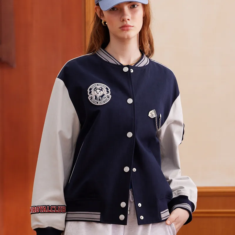 Teenie Weenie Baseball Jacket Women's Navy Blue-1