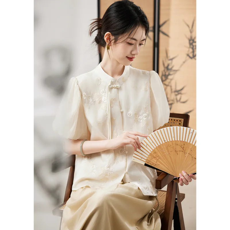 XINFEIYU Shirts Women's Ecru-3