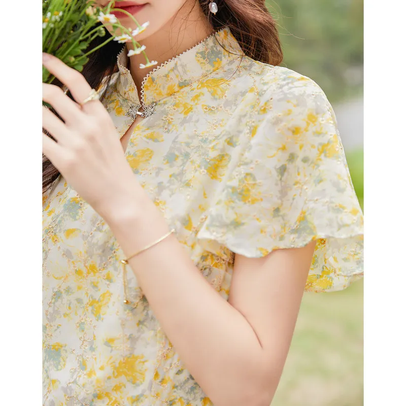 Like The Age Of Water Summer Short Sleeved Dress Women's Multicolor-2