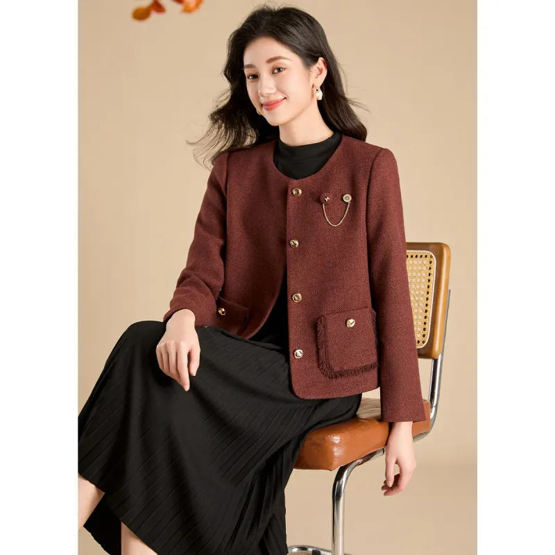 Mylan Cropped Coats Women's Rusty Red Collection Brand Stay Updated With Event Alerts-2