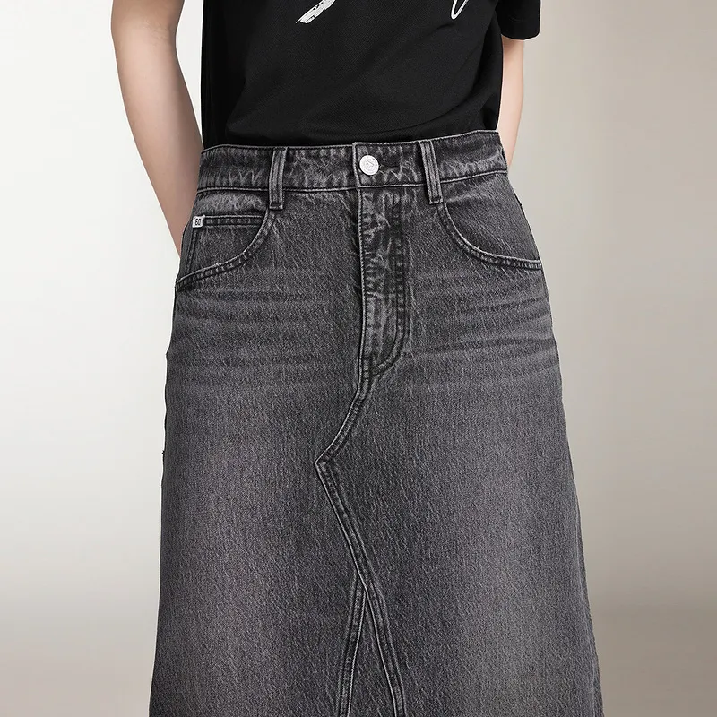 Miss Sixty Denim Long Skirts Women's Black Gray-4