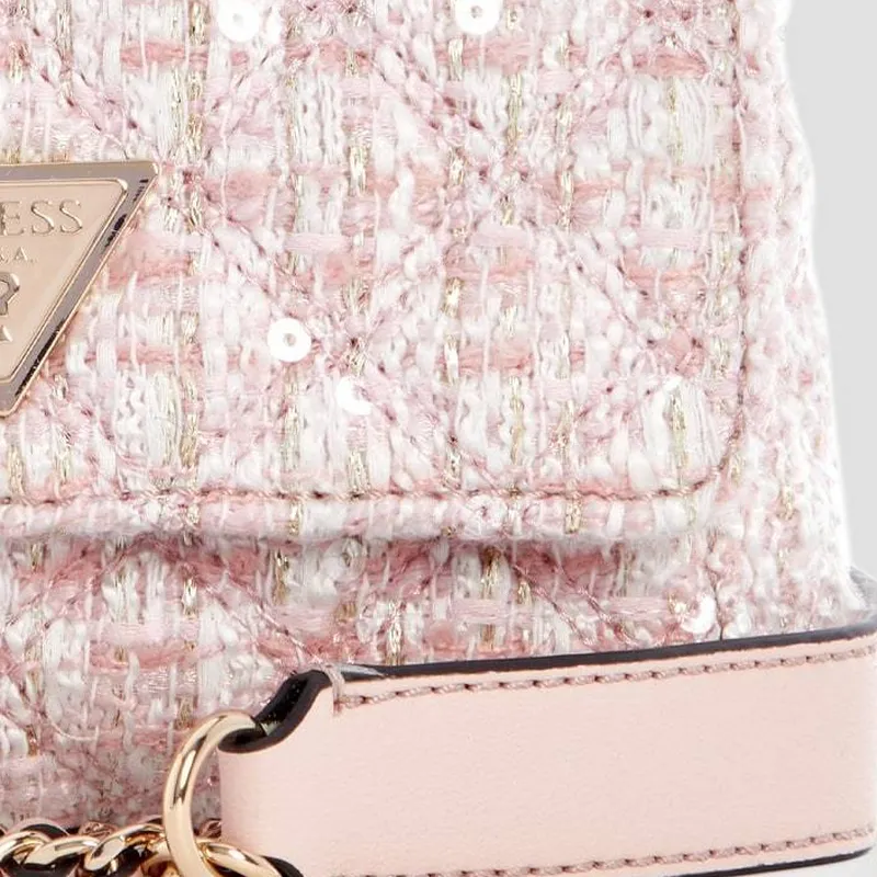 GUESS Fabric Artificial Leather Shoulder Bag Medium Size Women's Pink-6