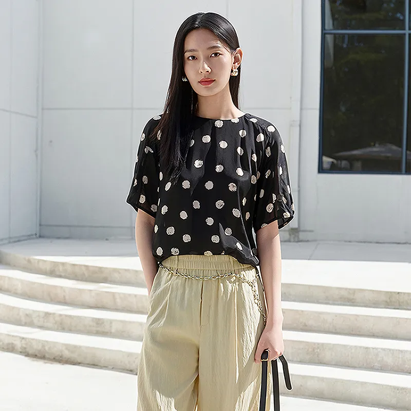 JZ. ANNAKRO Chiffon Shirt Women's Floral Black-2