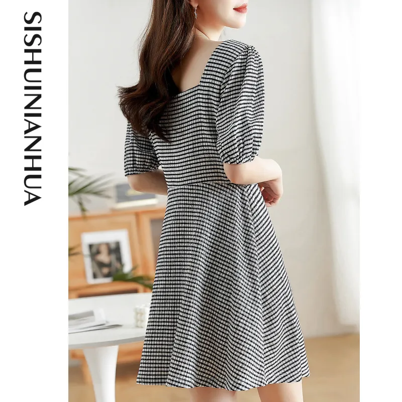 Like The Age Of Water Summer Short Sleeved Dress Regular Women's Black-3