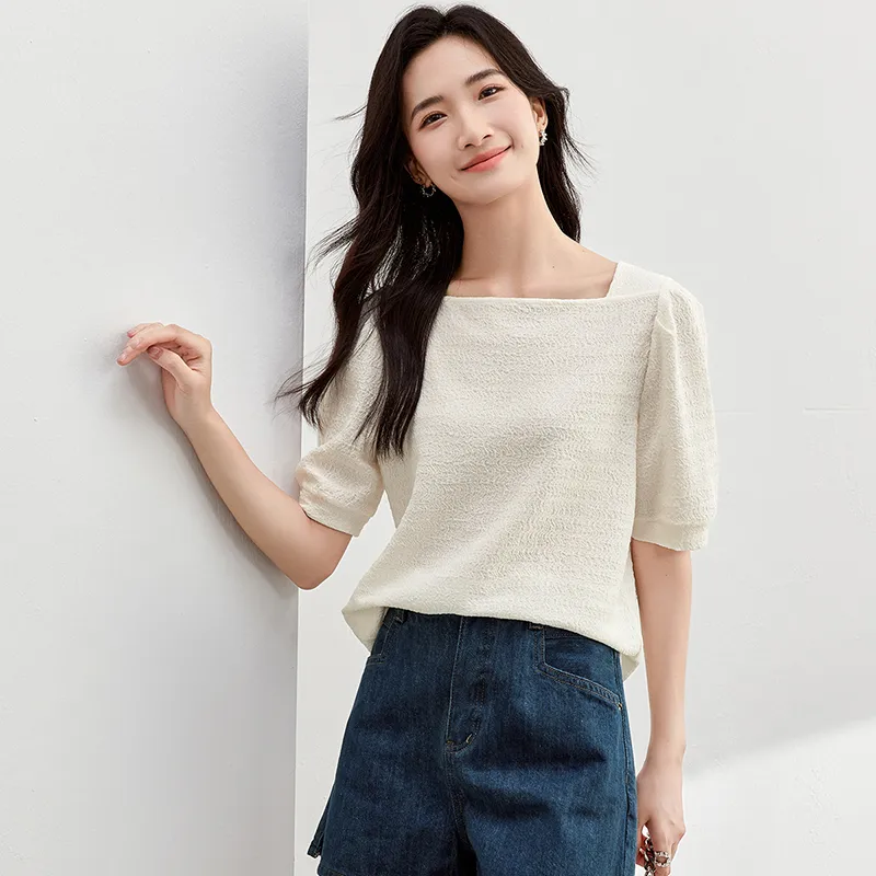 SENTUBILA Puff Sleeve T Shirt Women's-20