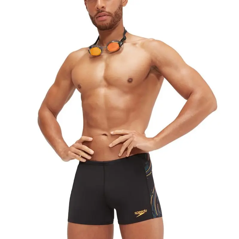 Speedo Tantan Square Tech Panel Swimming Shorts Men's Black-1