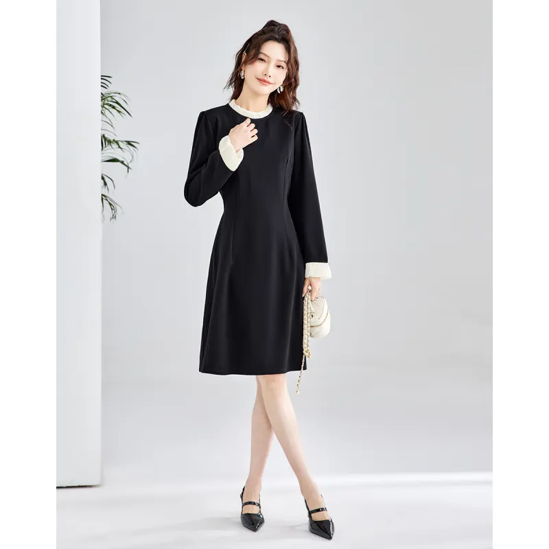 TERRE BLEUE Long Sleeved Dresses Women's Black-5