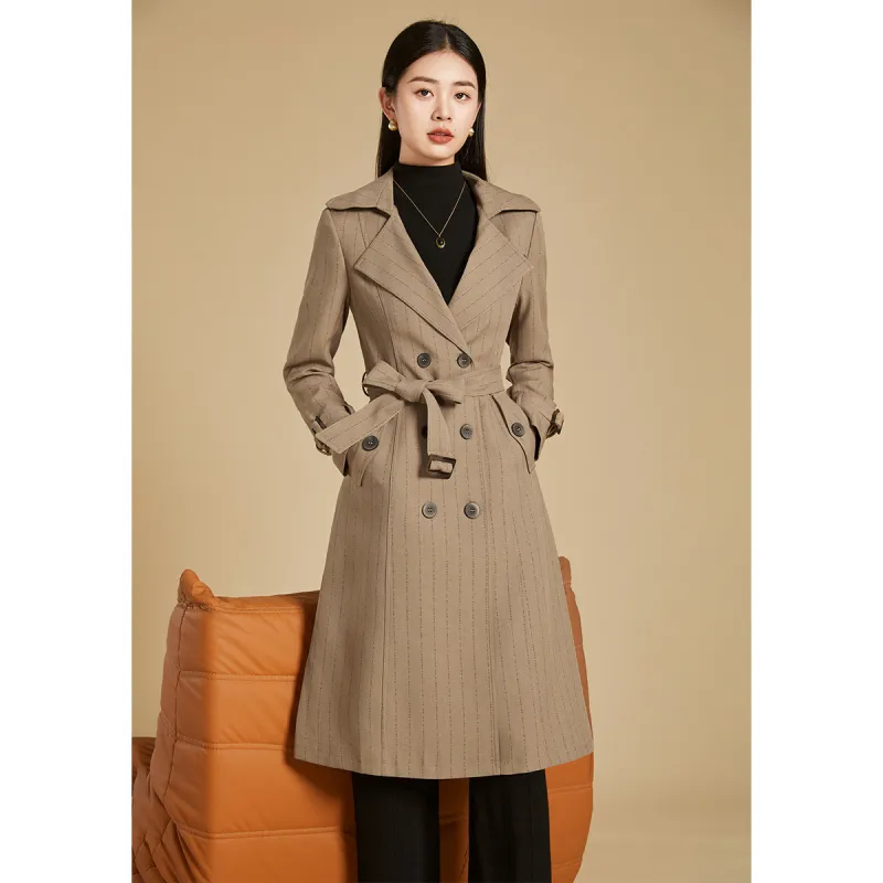 Mylan Spring, Fall Trench Coat Slim Fit Women's Khaki Collection Brand, Stay Updated With Activity Alerts-2