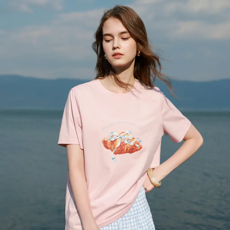 3COLOUR T Shirts Women's Light Pink-4