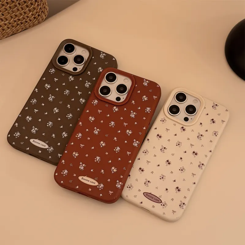 Cuttlefish Grid TPU Material Vintage Small Floral Creative Phone Case Compatible With Apple 16/15/14/13/12/11-4