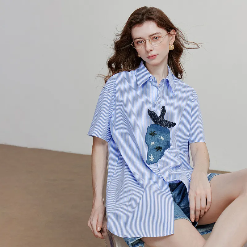 Initial language Shirts Women's Light Blue-5