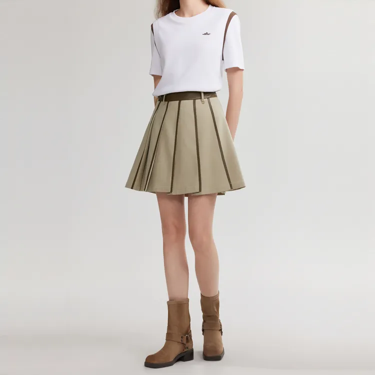 ELLE Casual Short Skirts Women's Khaki Green-5