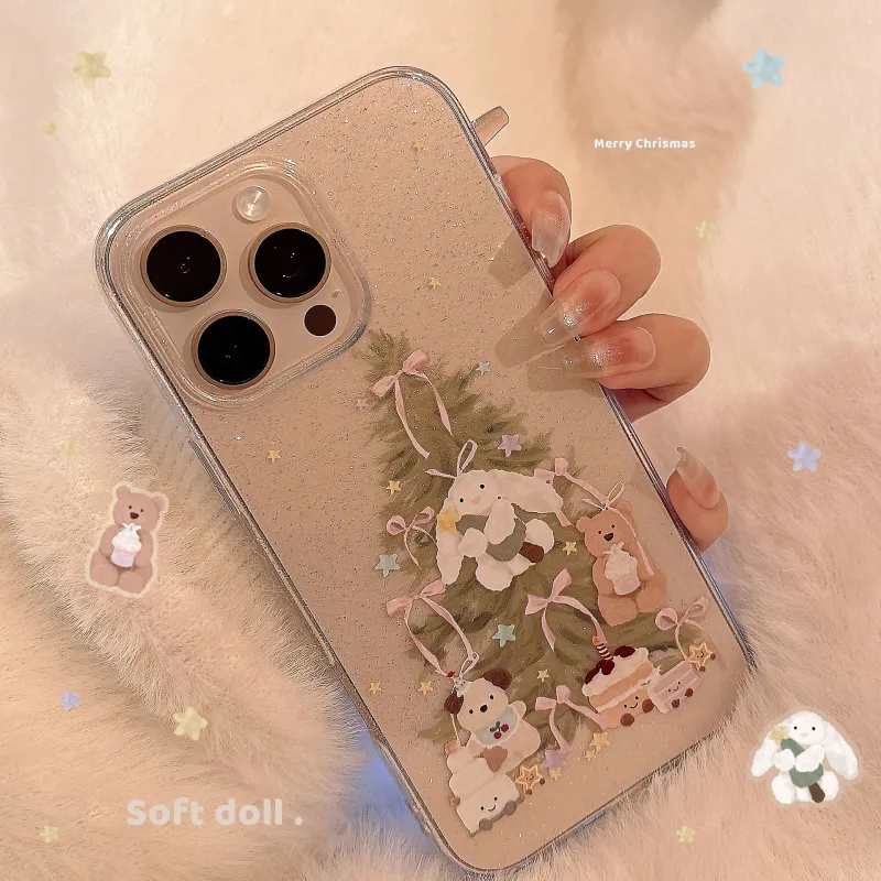QIZHENG TPU Material Cute Christmas Tree Phone Case Compatible With Apple 16 Pro Max/15/14/13/12/11-3