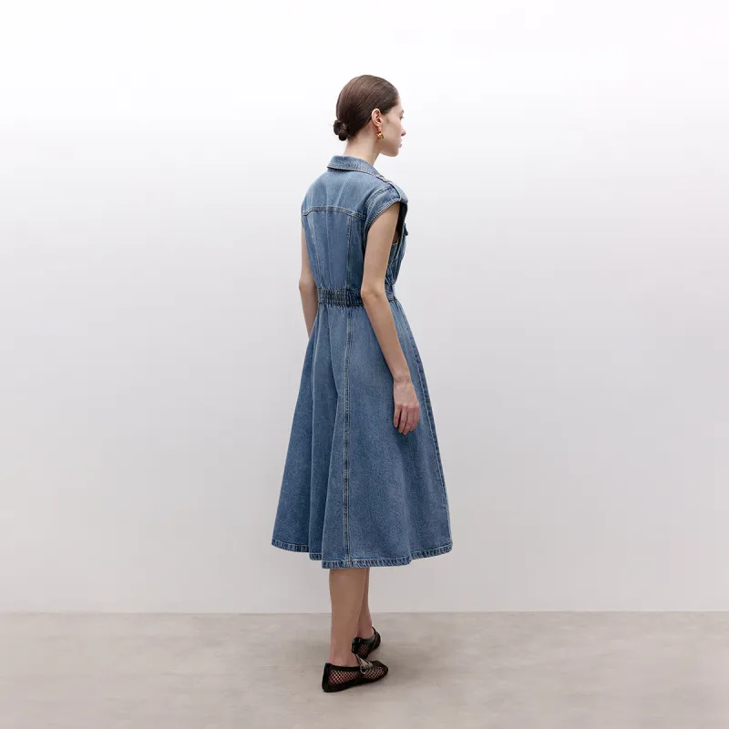 ONLY Sleeveless Dresses Women's J34 390 Washed Denim Blue-4