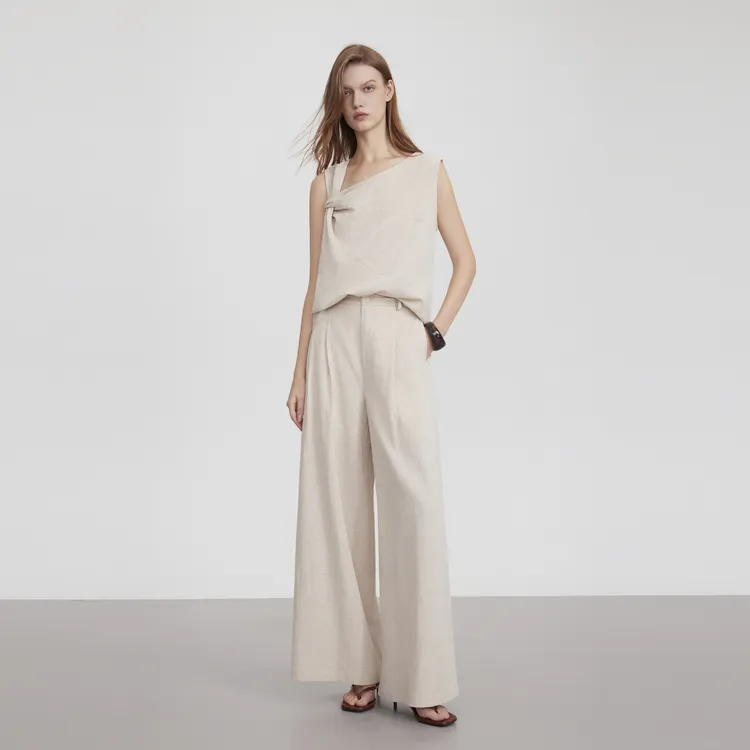 ELLE Casual Pants Women's Apricot-5