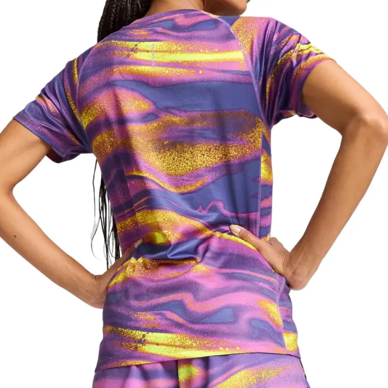 PUMA Velocity Raglan Sleeve T Shirt Women's Yellow Purple-3