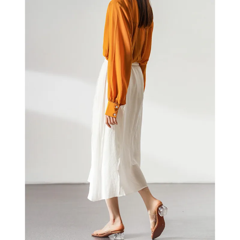 Love Elaine Casual Long Skirt Women's Ecru-2