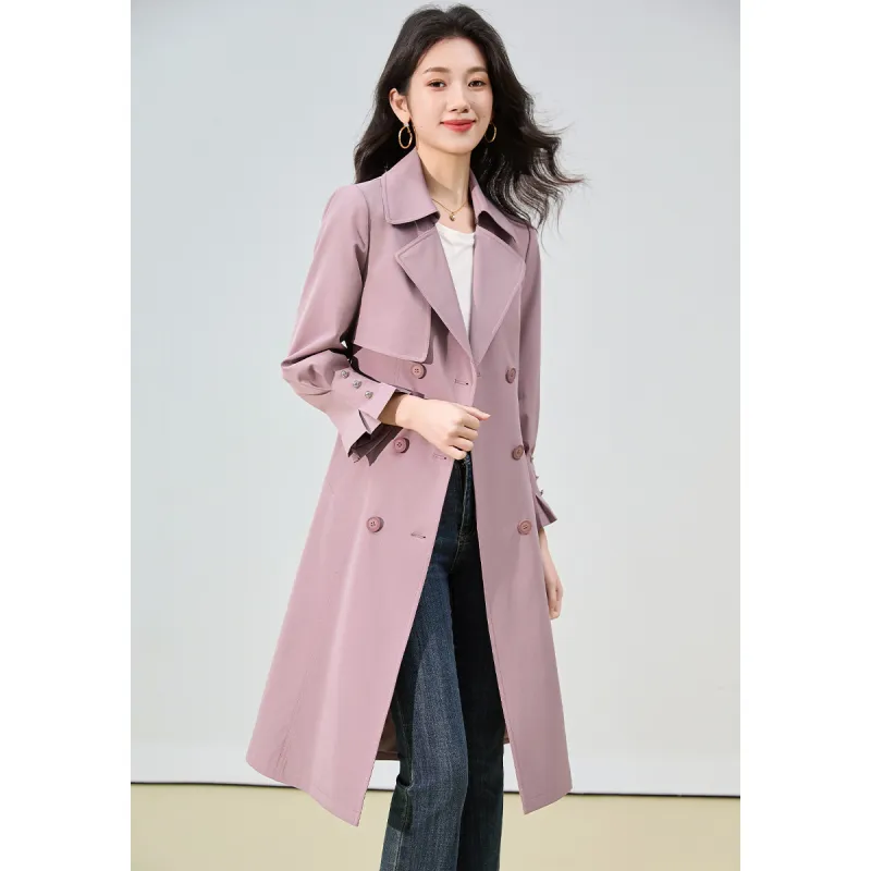 Mylan Spring, Fall Trench Coat Cinched Waist Women's Pink Collection Brand, Stay Updated With Event Alerts-7