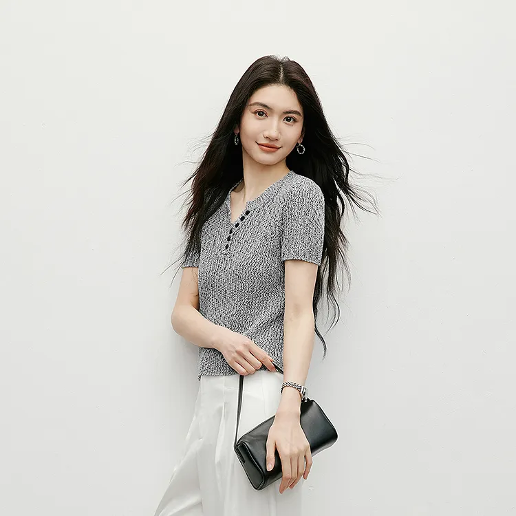 Hopeshow Knitwear Women's Star White Gray 087-3