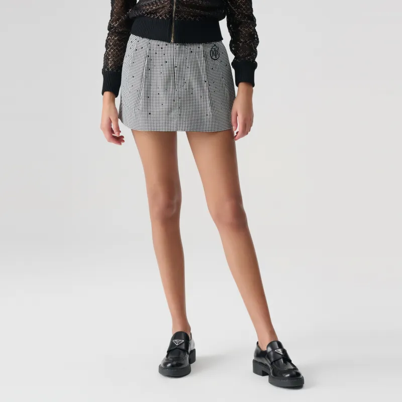TCH Casual Short Skirts Women's Black White Plaid-5