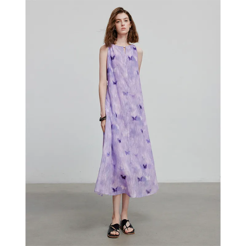 Initial Language Slip Dress Women's Light Purple-1