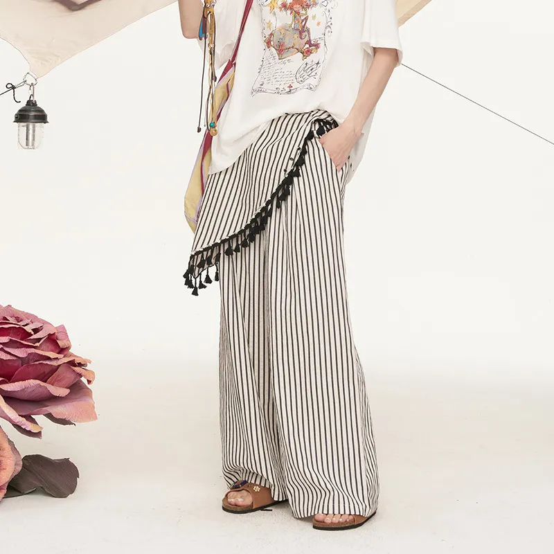 ELF SACK Casual Pants Women's Stripes Ecru-2