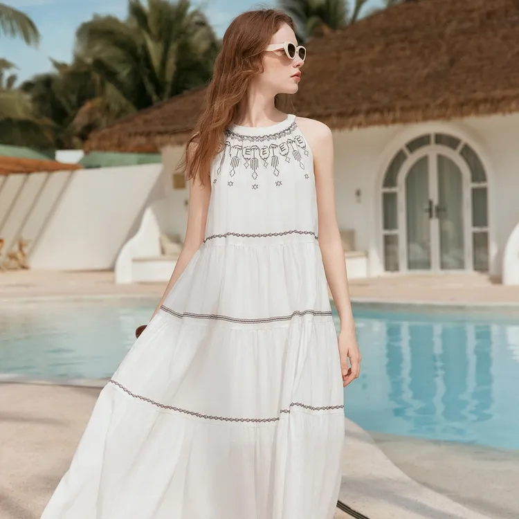 ELLE Sleeveless Dress Women's White-5