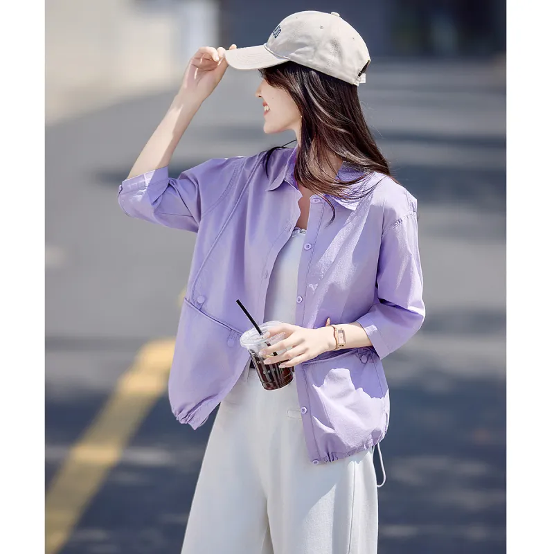 Still quiet Shirts Women's Purple-3