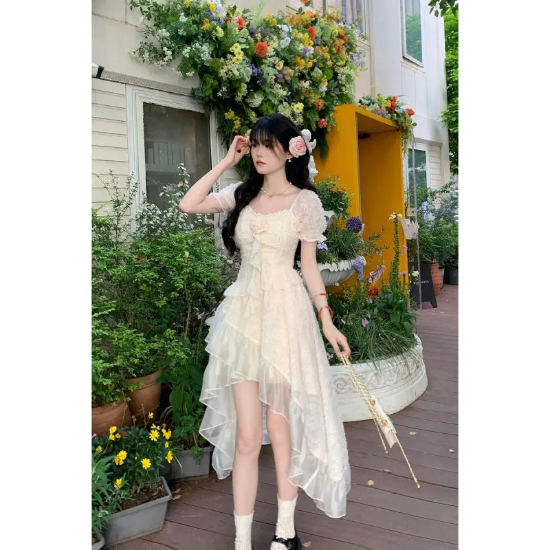 XIANSINIAO Short Sleeved Dress Women's-3