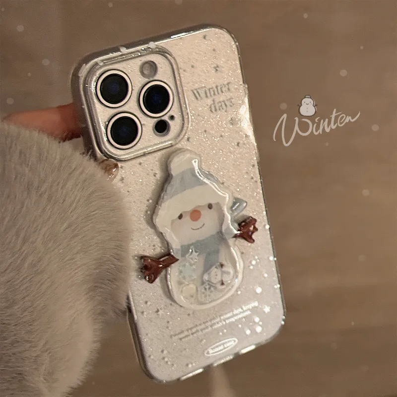 QIZHENG TPU Material Snowman Phone Case Compatible With Apple 16 Pro Max/15/14/13/12/11-4