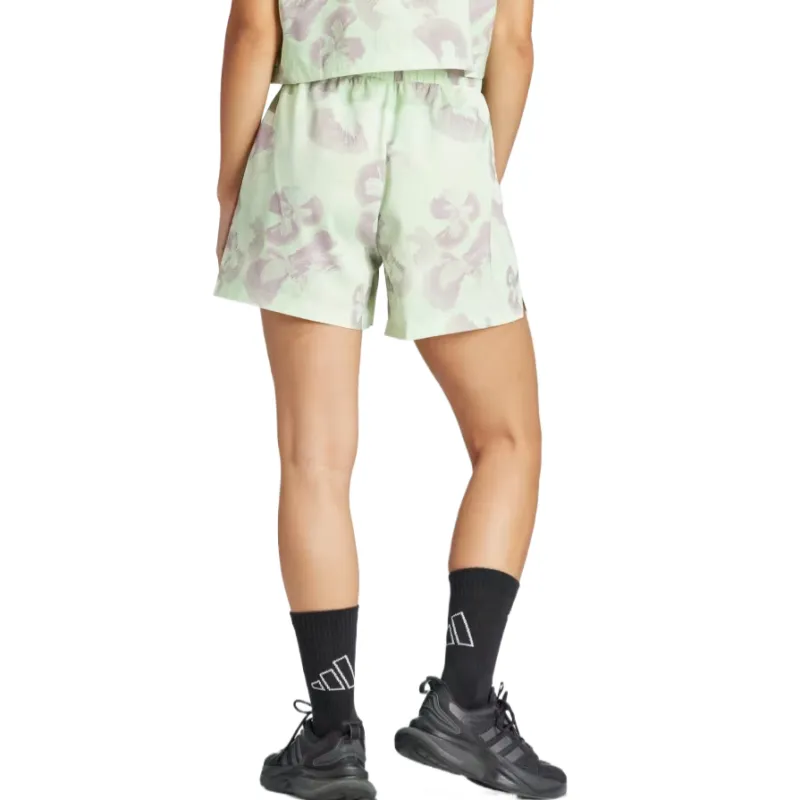 Adidas Women's Floral Graphic Woven Shorts Ivory/Semi Green Spark/Preloved Fig-2