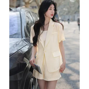 Like The Age Of Water Summer Casual Suit Loose Fit Women's Apricot