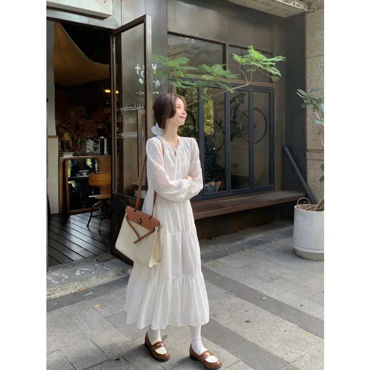 XIANSINIAO Long Sleeved Dress Women's-1