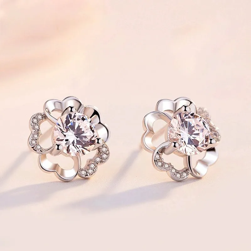 Happy Tide 999 Fine Silver Earrings Women's White Gold-2