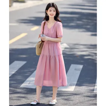 Still Quiet Short Sleeved Dress Women's Crystal Pink