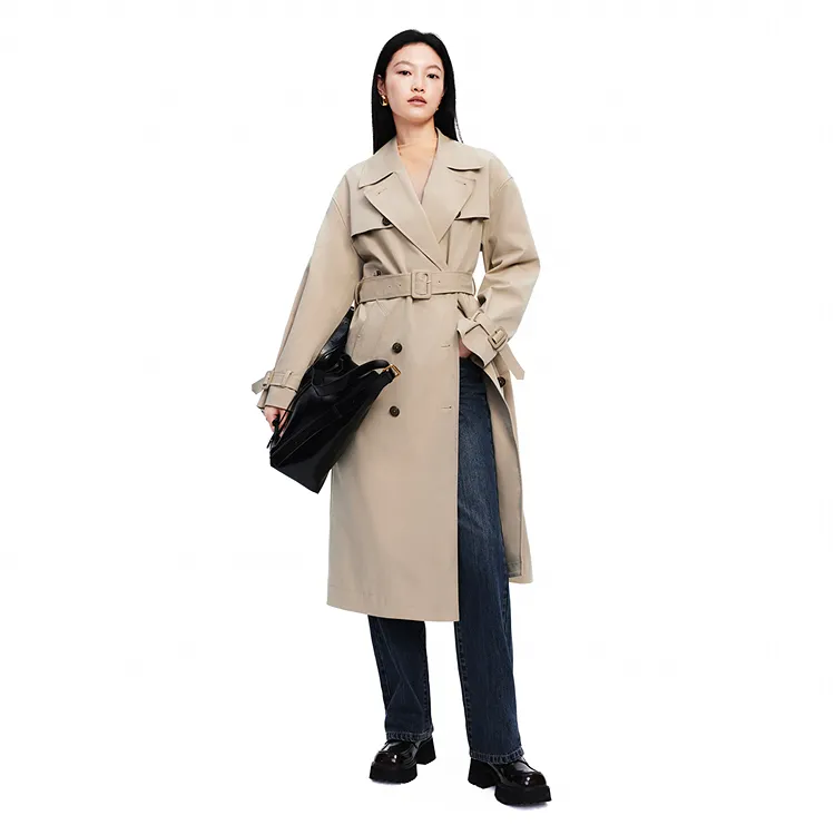 PEACEBIRD Trench Coat Women's Light Sand Khaki-6