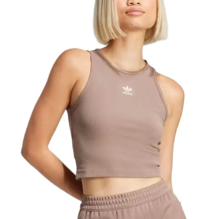 Adidas Women's Essentials Ribbed Tank Top Trace Brown-1