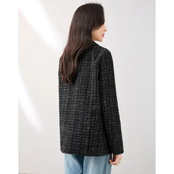 Like The Age Of Water Velvet feel Coat Straight Women's Black